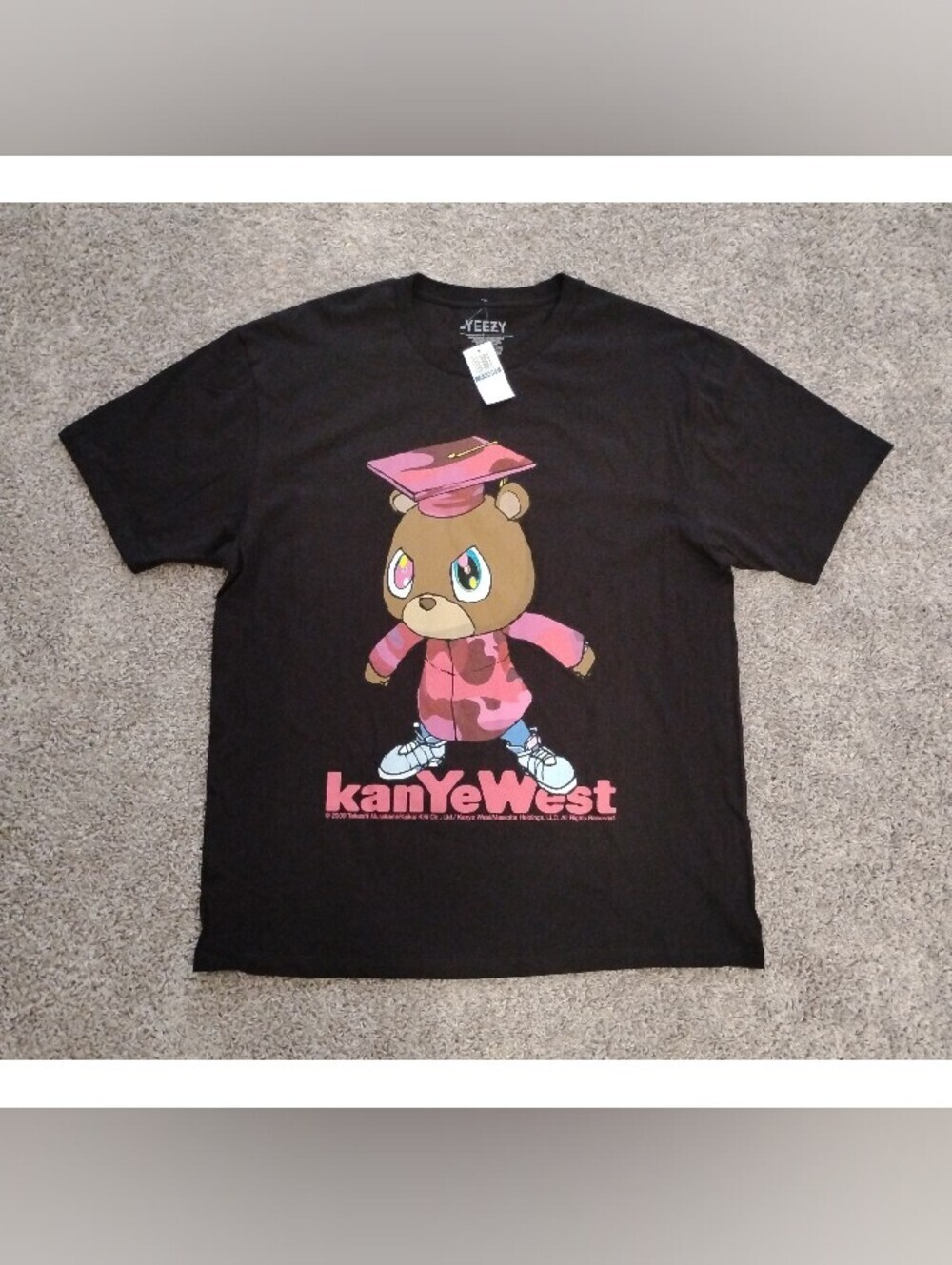 Kanye West Graduation Bear T-Shirt Size XL - Takashi Murakami Art Black Tee NWT